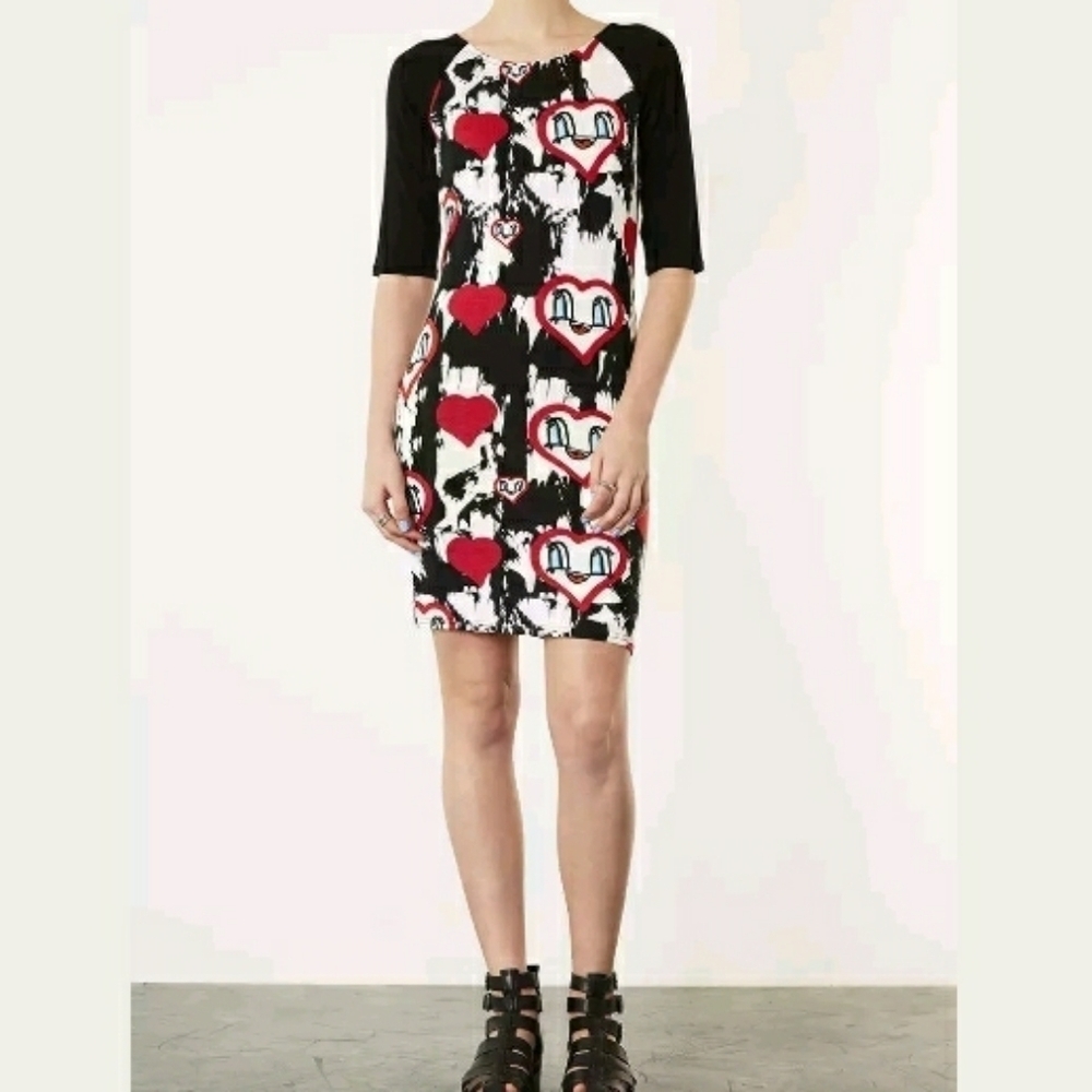 TOPSHOP FLOATING HEARTS BODYCON DRESS